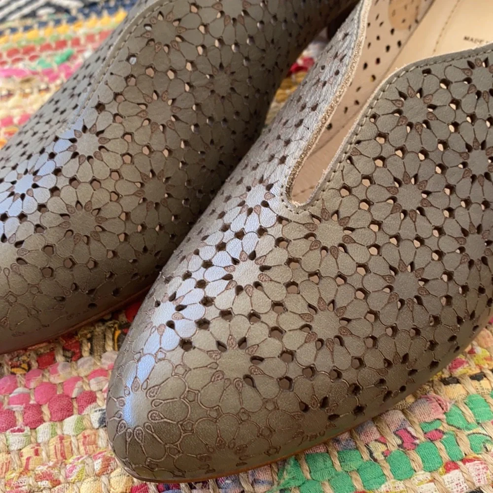 PIKOLINOS Olive Green Perforated Leather Flats
